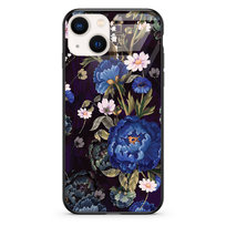 Etui szklane Apple iPhone 15 Niebieskie piwonie