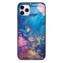 Etui szklane Apple iPhone 15 Pro MAX Niebieski marmur golden