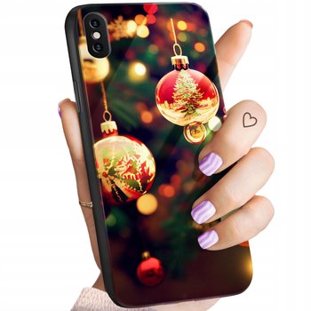 Etui Szklane Do Iphone Xs Max Wzory Święta Mikołaj Renifer Glass +Szkło - Apple
