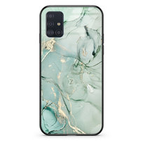 Etui szklane Samsung Galaxy A51 5G Marmur pistacja golden