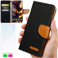 Etui typu Portfel do Xiaomi Redmi Note 15 Pro+ Plus 5G - Czarny Pokrowiec Canvas + SZKŁO