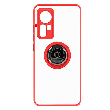 Etui Xiaomi 12 Pro Bi-material Metal Ring Function Stand czerwone - Avizar