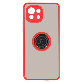 Etui Xiaomi Mi 11 Lite Bi-material Metal Ring Function Stand czerwone - Avizar