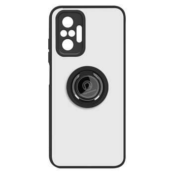 Etui Xiaomi Redmi Note 10 Pro Bi-material Metal Ring Function Stand czarne - Avizar