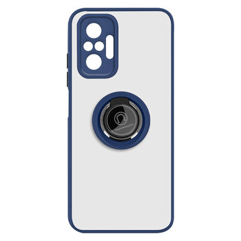 Etui Xiaomi Redmi Note 10 Pro Bi-material Metal Ring Funkcja Stojak niebieski - Avizar