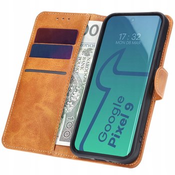 Etui z klapką Bizon Case Pocket do Google Pixel 9, brązowe - Bizon