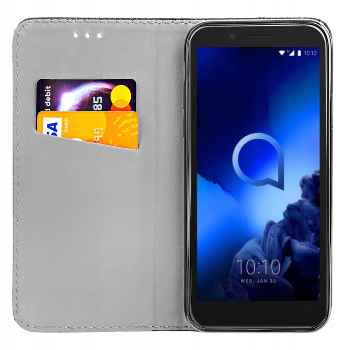 Custodia A Portafoglio Con Supporto Per Alcatel 1C 2019 – Pelle PU Con Scomparti Per Carte, Chiusura Magnetica, Stampa Tiger Abbraccio, Include Pennino - 6