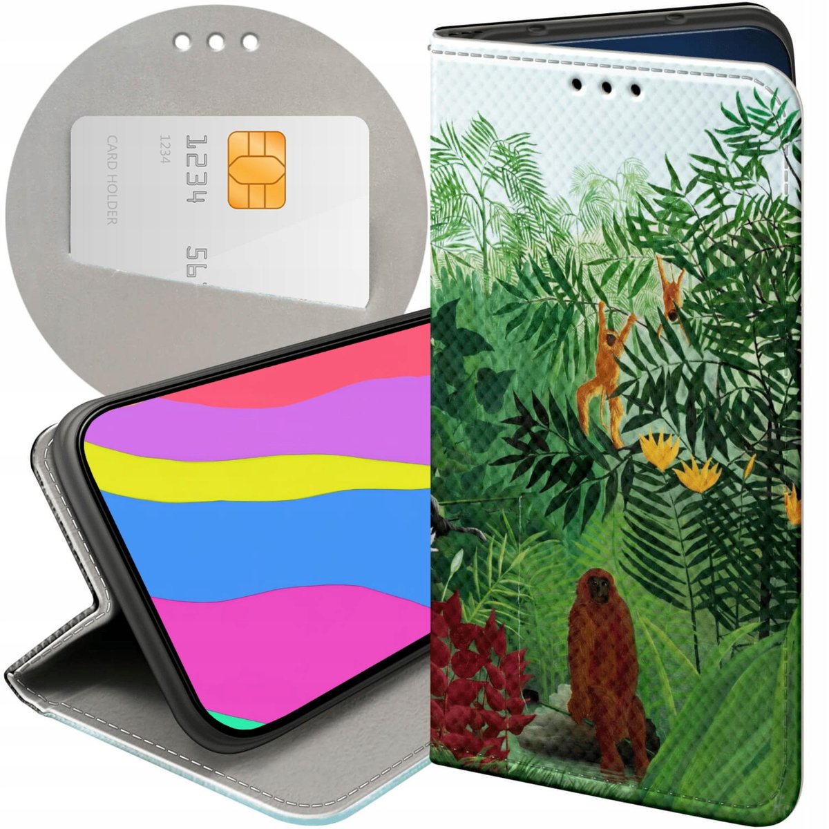 Custodia A Portafoglio Con Supporto Per Alcatel 1C 2019 – Pelle PU Con Scomparti Per Carte, Chiusura Magnetica, Stampa Tiger Abbraccio, Include Pennino - 2