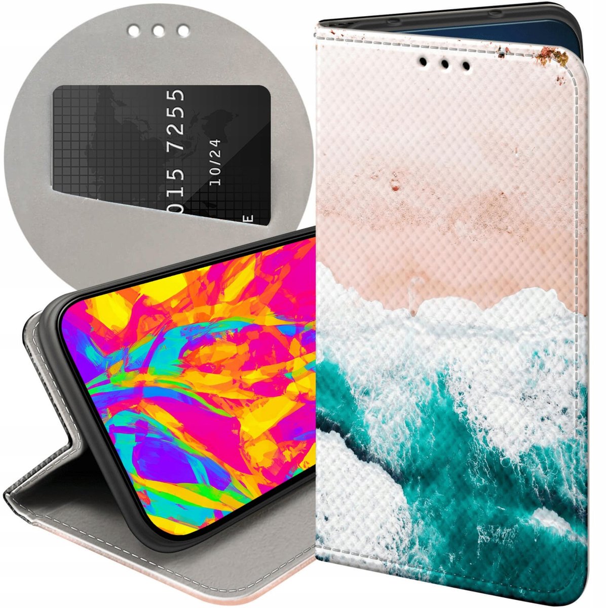 Cover Portafoglio In Pelle PU Con Fessure E Fiore Per Alcatel 1S (2019, 5.5 Pollici) - Custodia Protettiva Con Supporto Orizzontale E Chiusura Magnetica - 2