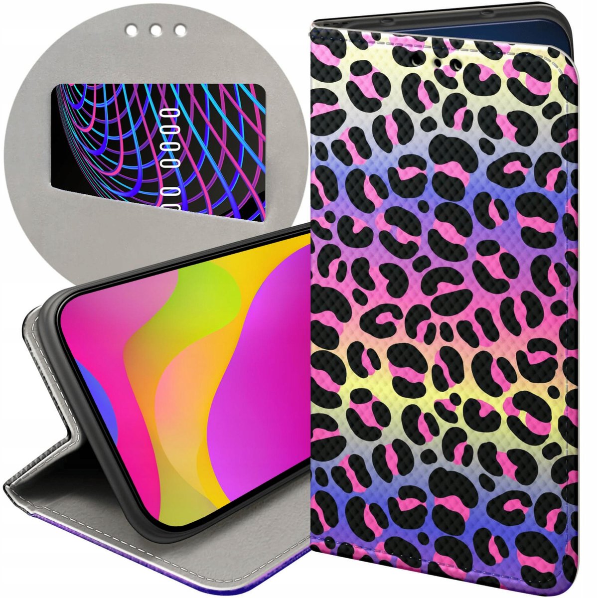 SATURCASE Custodia per Alcatel 1S 2021 / 3L 2021, motivo cane gatto, in pelle PU, con chiusura magnetica, scomparti per carte di credito, cinturino da polso, custodia protettiva compatibile con
