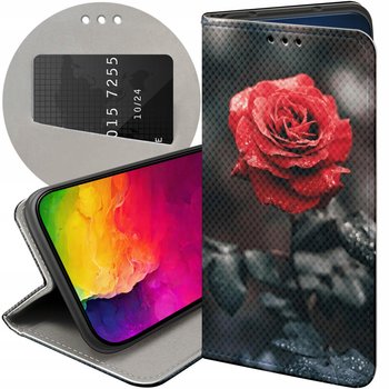 ETUI Z KLAPKĄ DO GOOGLE PIXEL 7 WZORY RÓŻA Z RÓŻĄ ROSE FUTERAŁ POKROWIEC - Hello Case