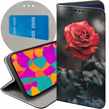 ETUI Z KLAPKĄ DO GOOGLE PIXEL 7A WZORY RÓŻA Z RÓŻĄ ROSE FUTERAŁ POKROWIEC - Hello Case