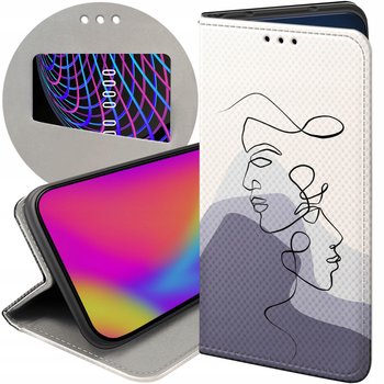 ETUI Z KLAPKĄ DO GOOGLE PIXEL 8A WZORY CONTINUOUS LINE-ART KRESKA LINIE - Hello Case