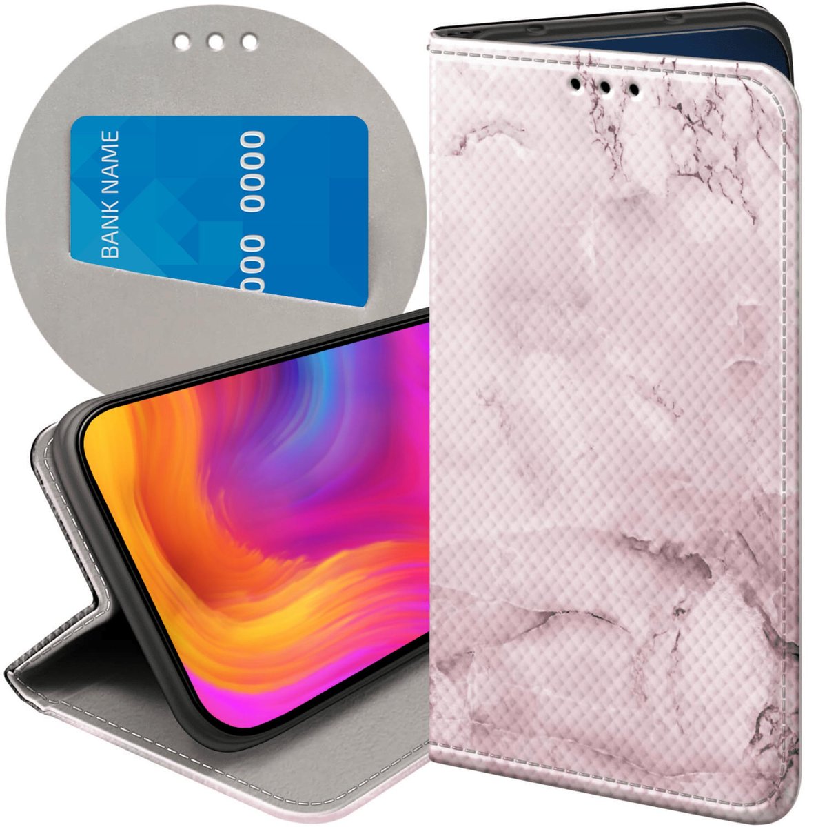 Case Roz ETUI Z KLAPKĄ DO HONOR 90 LITE 5G WZORY RÓŻOWE GOLDEN ROSE PUDROWY RÓŻ ...