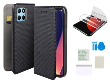 Etui z klapką do HONOR X8 5G czarny smart magnet pokrowiec + folia ochronna - MARTECH