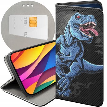 ETUI Z KLAPKĄ DO HUAWEI Y5 2018 WZORY DINOZAURY REPTILIA PREHISTORYCZNE - Inny producent