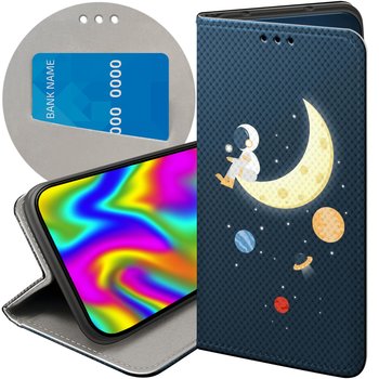 ETUI Z KLAPKĄ DO IPHONE 13 PRO MAX WZORY KSIĘŻYC GWIAZDY KOSMOS PLANETY - Hello Case