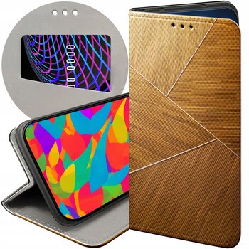 ETUI Z KLAPKĄ DO IPHONE 13 PRO WZORY BRĄZOWE DREWNIANE BROWN FUTERAŁ CASE - Hello Case