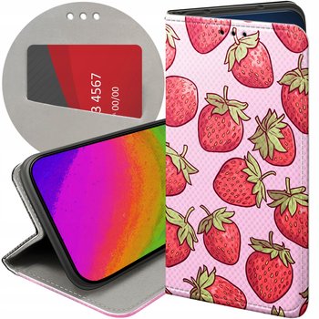 Etui z klapką do iphone 13 pro wzory truskawki poziomki owoce futerał case - Hello Case