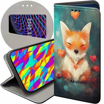 ETUI Z KLAPKĄ DO LG K40S WZORY LISKI LISY FOX FUTERAŁ POKROWIEC CASE - Inny producent