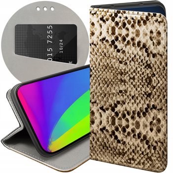 ETUI Z KLAPKĄ DO LG K50 / Q60 WZORY WĄŻ SKÓRA WĘŻA SNAKE FUTERAŁ POKROWIEC - Hello Case