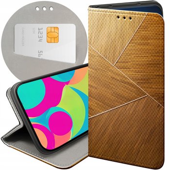 ETUI Z KLAPKĄ DO LG Q6 / G6 FIT WZORY BRĄZOWE DREWNIANE BROWN FUTERAŁ CASE - Inny producent