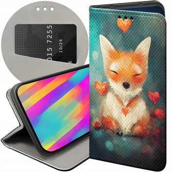 ETUI Z KLAPKĄ DO LG Q6 / G6 FIT WZORY LISKI LISY FOX FUTERAŁ POKROWIEC - Inny producent