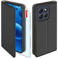 Etui z klapką do Motorola G86 | G86 Power Zamykane Czarne Futerał +Szkło 9H Motorola