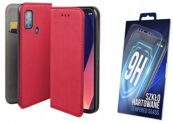 Etui z klapką do MOTOROLA MOTO G10 G20 G30 czerwony pokrowiec + szkło 9H - Inny producent