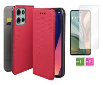Etui z klapką do MOTOROLA MOTO G75 5G czerwony smart magnet obudowa + szkło