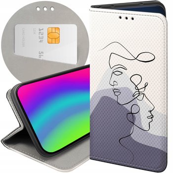 ETUI Z KLAPKĄ DO OPPO A38 4G WZORY CONTINUOUS LINE-ART KRESKA LINIE FUTERAŁ - Hello Case
