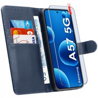 ETUI z klapką do Samsung A57 5G Zamykane Magnetyczne + SZKŁO Krainagsm