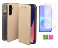 Etui z klapką do SAMSUNG GALAXY A57 5G obudowa złoty + szkło na ekran 9H