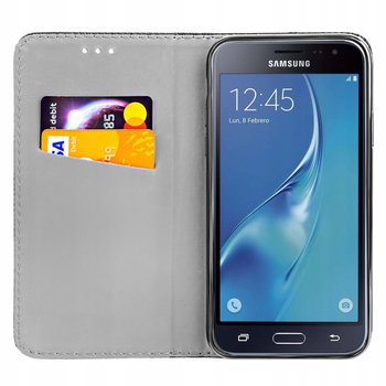 Etui Z Klapką Do Samsung Galaxy J3 2016 Czarne Zamykane Magnetyczne Kabura - Hello Case