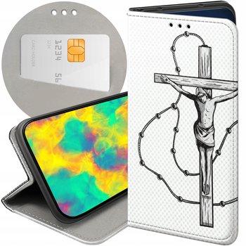 Etui Z Klapką Do Samsung Galaxy M13 Wzory Jezus Krzyż Różaniec Bóg Futerał - Hello Case