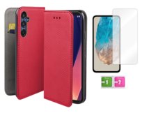 Etui z klapką do SAMSUNG GALAXY M35 5G czerwony smart magnet case +szkło 9H MARTECH