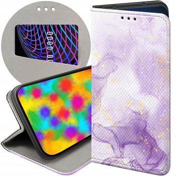 ETUI Z KLAPKĄ DO SAMSUNG GALAXY S22 WZORY FIOLETOWE FIOLET KSZTAŁTY FUTERAŁ - Hello Case