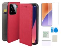 Etui z klapką do XIAOMI 15 czerwony smart magnet obudowa + folia ochronna