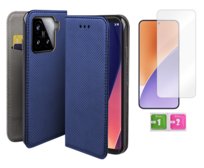 Etui z klapką do XIAOMI 15 niebieski smart magnet obudowa + szkło na ekran