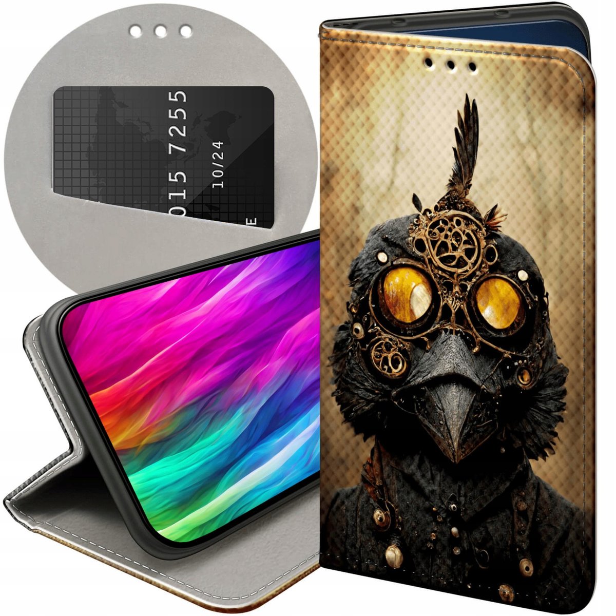 ETUI Z KLAPKĄ DO XIAOMI REDMI 10 WZORY STEAMPUNK MASZYNY LABORATORIA ...