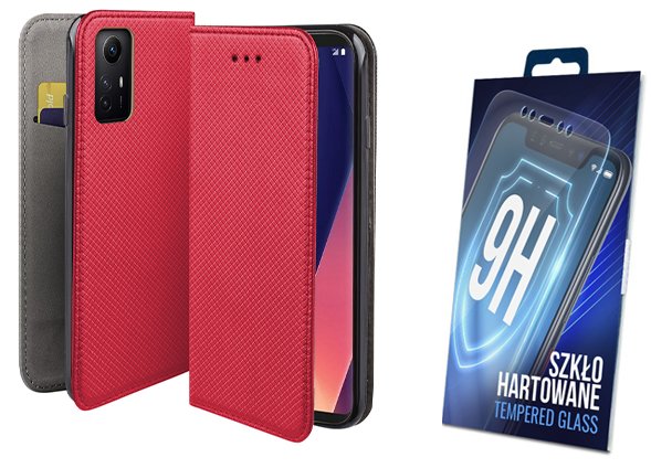 Etui Z Klapką Do Xiaomi Redmi Note 12s 4g Czerwony Pokrowiec Szkło 9h Martech Sklep Empikcom 