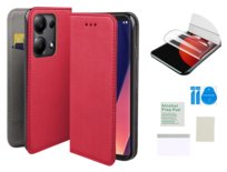 Etui z klapką do XIAOMI REDMI NOTE 13 PRO 4G czerwony + folia ochronna TPU