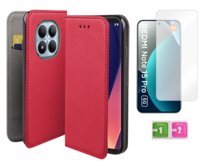 Etui z klapką do XIAOMI REDMI NOTE 15 PRO 5G case czerwony + szkło na ekran