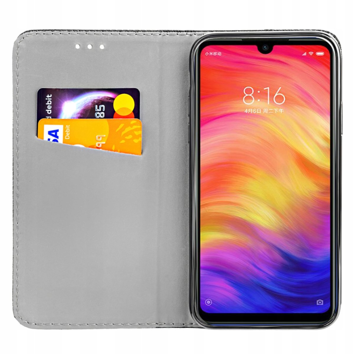 Etui Z Klapką Do Xiaomi Redmi Note 7 Czarne Zamykane Magnetyczne Kabura ...