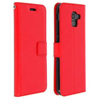 Etui z klapką i podpórką z serii Vintage do Samsunga Galaxy J6 – czerwone - Avizar