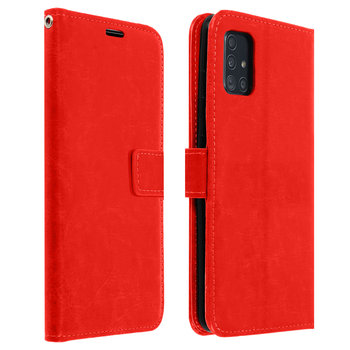 Etui z klapką i portfelem z serii Vintage do Samsunga Galaxy A51 – czerwone - Avizar