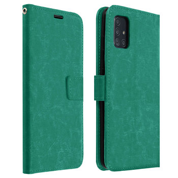 Etui z klapką i portfelem z serii Vintage do Samsunga Galaxy A51 – niebieskie - Avizar