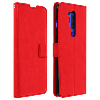 Etui z klapką i portfelem z serii Vintage do telefonu OnePlus 8 Pro – czerwone - Avizar