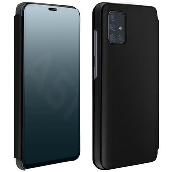 Etui z klapką, lustrzane etui do Samsunga Galaxy A51, stojące etui – czarne - Avizar