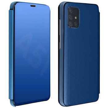 Etui z klapką, lustrzane etui do Samsunga Galaxy A51, stojące etui – niebieskie - Avizar